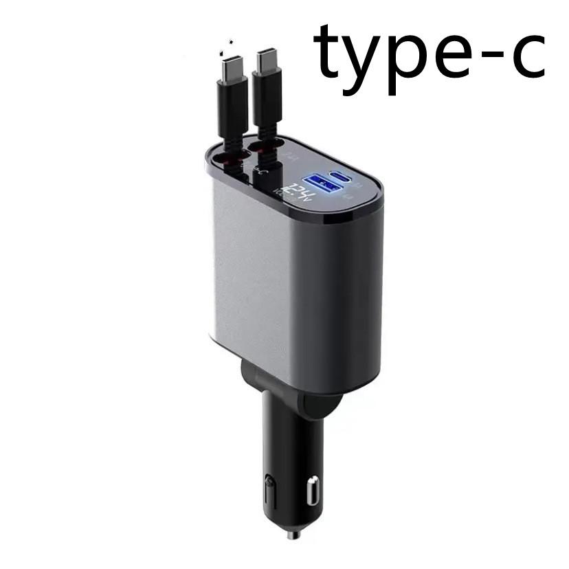 Metal Car Charger 100W Super Fast Charging Car Cigarette Lighter USB And TYPE-C Adapter 1