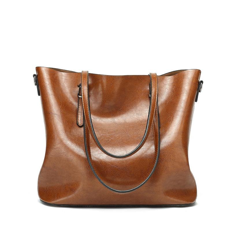 Retro Style Oil Wax Leather Patent Simple Portable Shoulder Messenger Bag